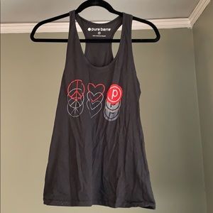 Pure Barre tank: peace, love, PB
